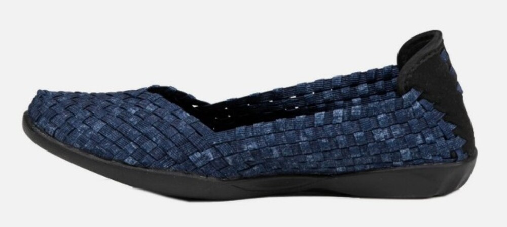 Bernie Mev Catwalk Jeans Black Memory Foam Flat Shoes EU 37 US 6 New in Box